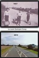 La route Quimper-Coray en 1957 et en 2013